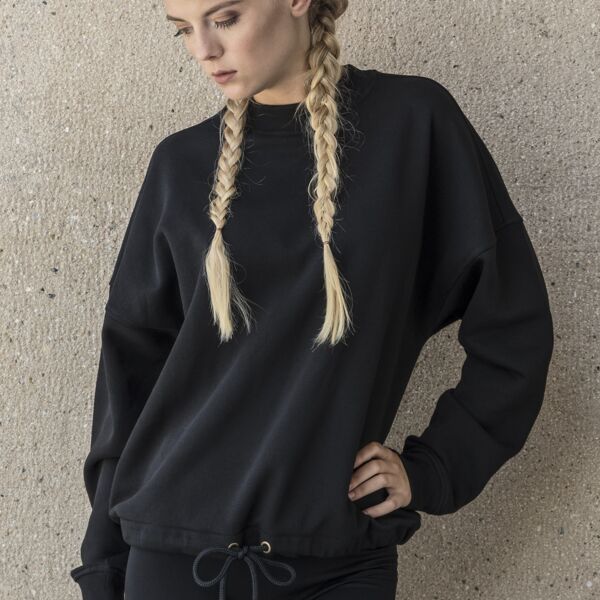 Ladies Oversize Crewneck black Thumbnail
